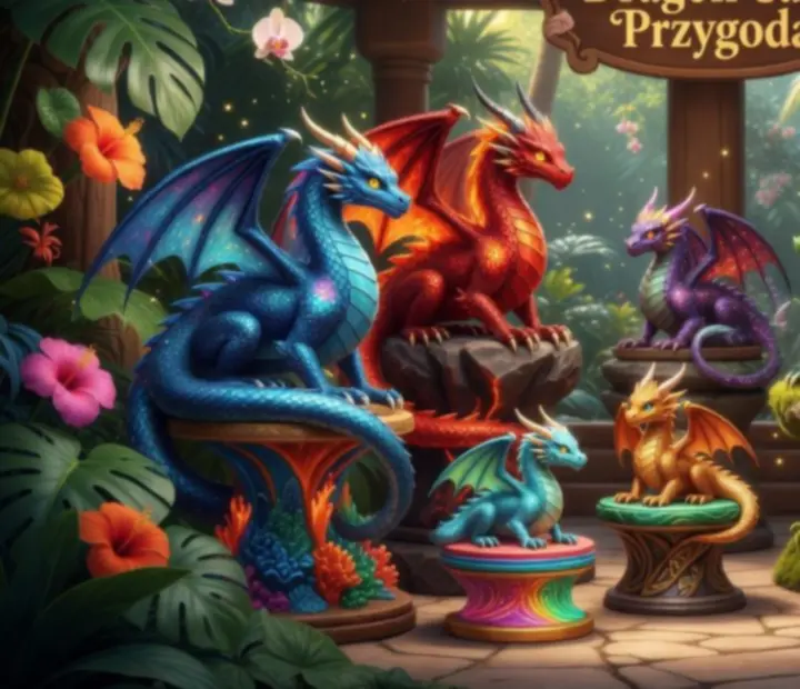 Kolorowa galeria smoków z Dragon Cape Przygoda na tle tropikalnej wyspy